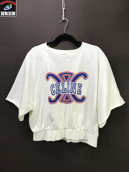 CELINE トリオンフプリント ローエッジスリーブ ルーズスウェット HWT 白 M セリーヌ[値下]