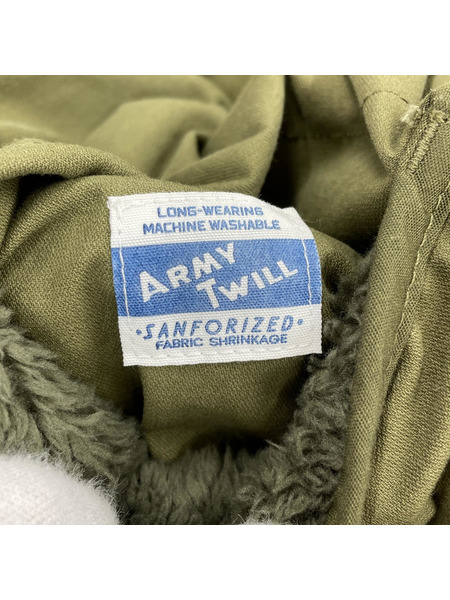 ARMY TWILL ミリタリージャケット ノーカラーミリタリーリバーシブルコート/カーキ[値下]