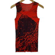 PLEATS PLEASE ソノ他 ノースリーブ 葛飾北斎 浮世絵 赤黒 (F)