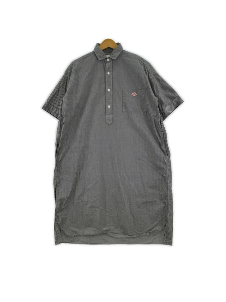 Danton 半袖ワンピース コットンポプリンプルオーバーチェックシャツワンピース