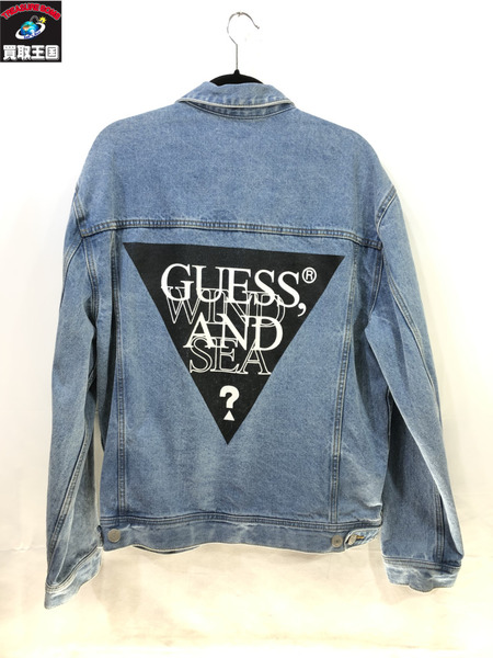 GUESS×WIND AND SEA/OVERSIZED TRIANGLE LOGO DENIM JACKET/L/ゲス