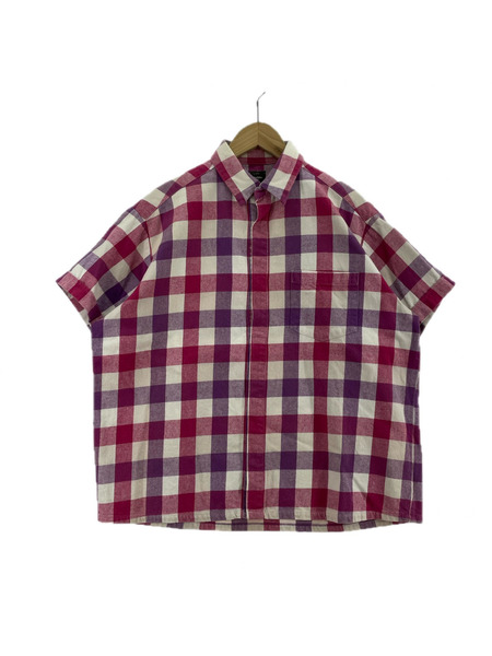 WTAPS 半袖シャツ チェックシャツ ピンク