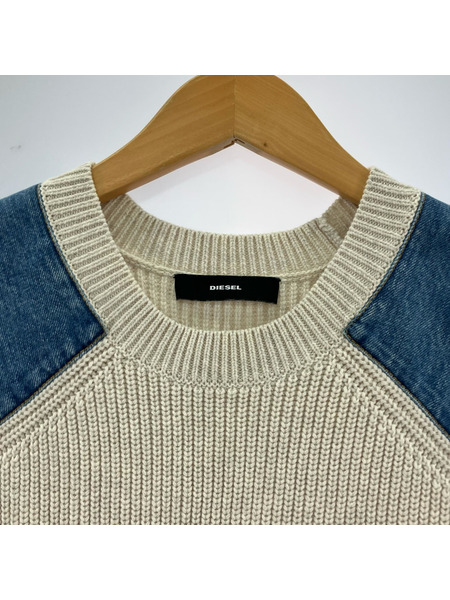 DIESEL ニット・セーター デニムパネル付キノースリーブ