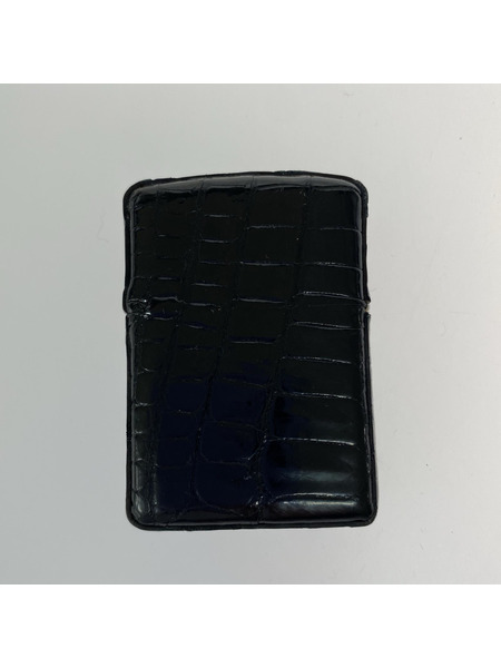 . ZIPPO オイルライター クロコ 革巻キ 黒