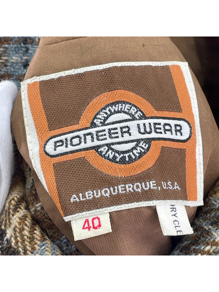 PIONEER WEAR 70s USA製 チェック テーラードジャケット 40 BRN