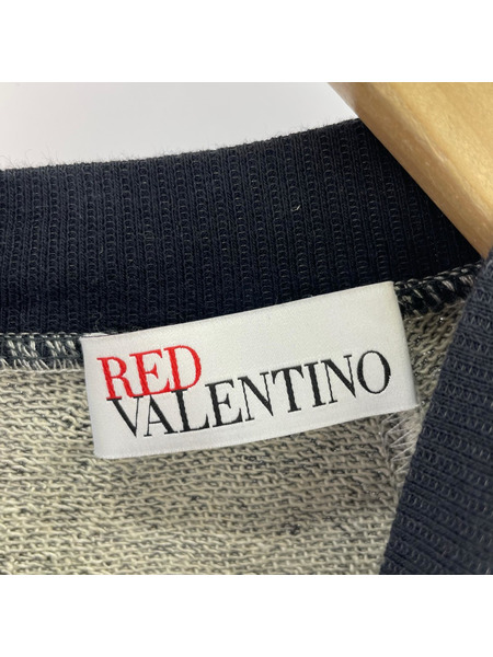 RED VALENTINO チュニック ペプラム/ベロア切替カットソー/BLK/GRY/XS