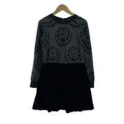 RED VALENTINO チュニック ペプラム/ベロア切替カットソー/BLK/GRY/XS