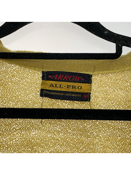 OLD・VINTAGE カーディガン 60s ARROW モヘア ウール (M) 黄色