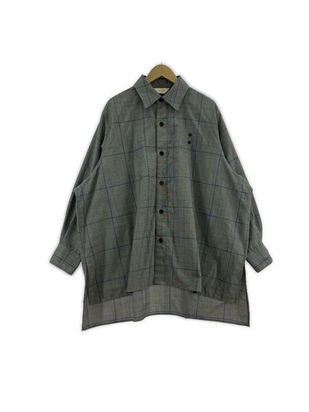 Jieda ジャケット CHECK LONG SHIRT/ウール/GRY (1)