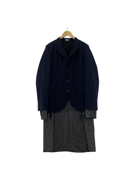 CdG HOMME PLUS 14SS 孵化期 ドッキングレイヤードジャケット S 紺 PM-J006