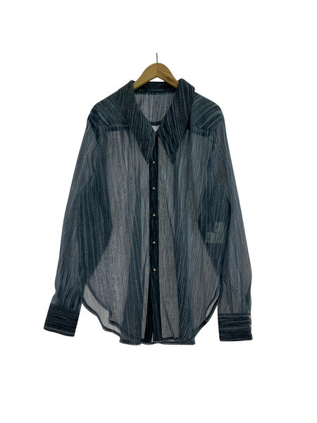 長袖シャツ seyto ストライプ シアーシャツ 2