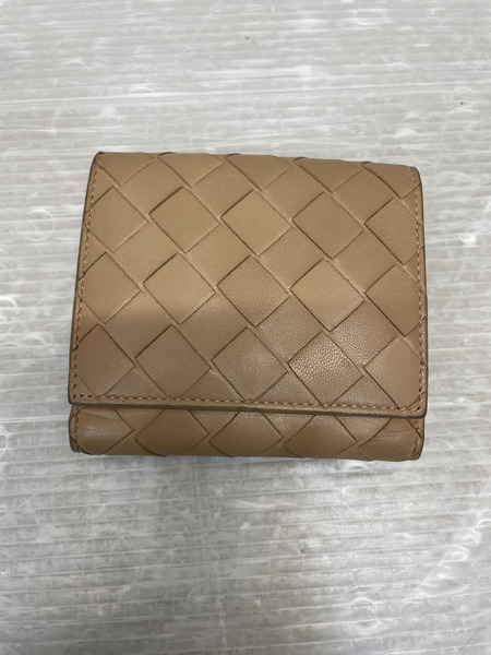 Bottega Veneta イントレチャート Wホック コンパクトウォレット ベージュ