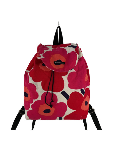 marimekko リュックサック・バックパック キャンバス/ウニッコ柄/RED