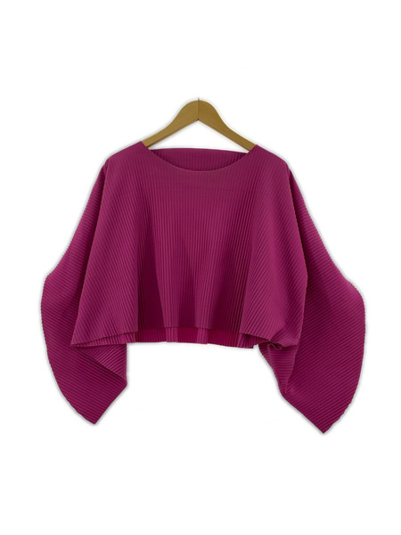 ISSEY MIYAKE me プリーツポンチョカットソー - ピンクパープル MI22KO243