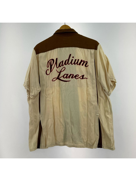 OLD・VINTAGE 半袖シャツ aco chain stitch bowling shirt 茶 (L)