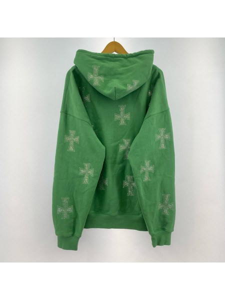 Unknown パーカー Cross Rhinestone Zip Up Hoodie XL