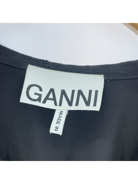 GANNI 長袖ワンピース Vネックワンピース BLK (32)