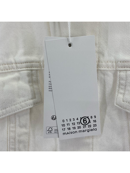 MM6 26SS ロゴ刺繍 デニム トラッカージャケット 16Y ホワイト
