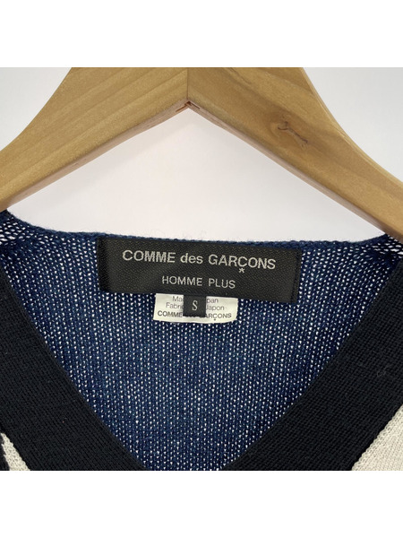 COMME des GARCONS HOMME PLUS チェッカーＶネックニット Ｓ ネ