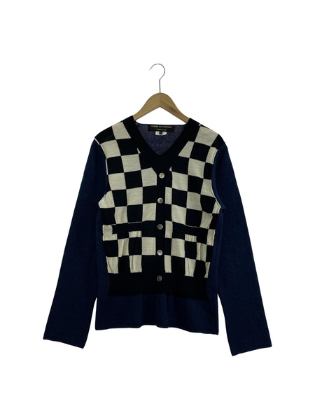 COMME des GARCONS HOMME PLUS チェッカーＶネックニット Ｓ ネ
