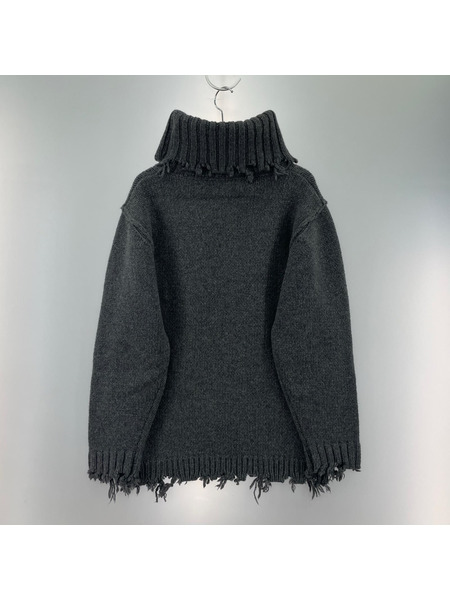 PERVERZE ニット・セーター クラッシュタートルネックニット 灰 (F)