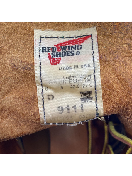RED WING ブーツ 9111 プレーントゥ
