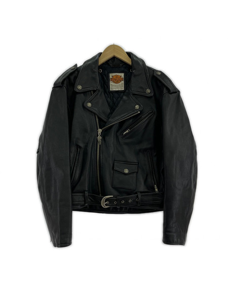 Harley-Davidson ライダース エンボスロゴ ダブルライダースジャケット 黒