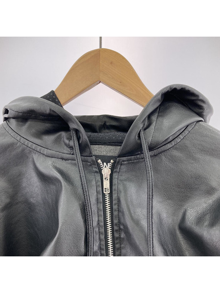 COMME des GARCONS フェイクレザー変形フードジャケット L ブラック[値下]