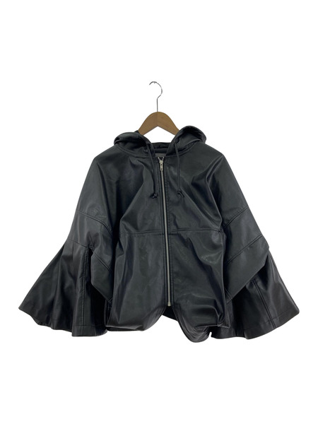 COMME des GARCONS フェイクレザー変形フードジャケット L ブラック[値下]