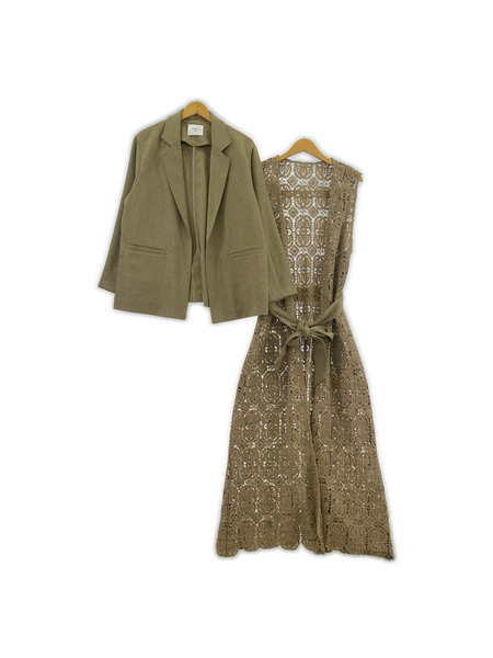 AMERI セットアップ CROCHET LIKE JACKET SET COAT