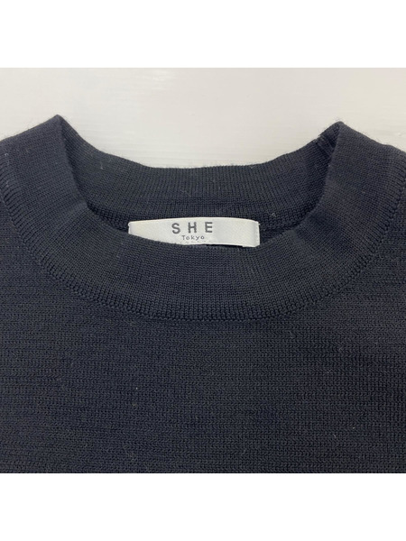 SHE TOKYO 半袖ニット Ulla ブラック 0