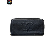 CHANEL キャビアスキン ココマーク ラウンドジップウォレット 黒[値下]