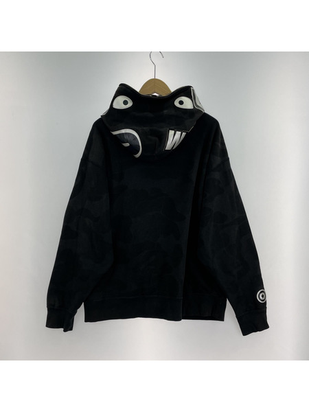 A BATHING APE パーカー(ジップアップ) SHARK PARKA 黒 M