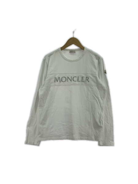 MONCLER 長袖Tシャツ・カットソー メッシュ切替 白 (M)