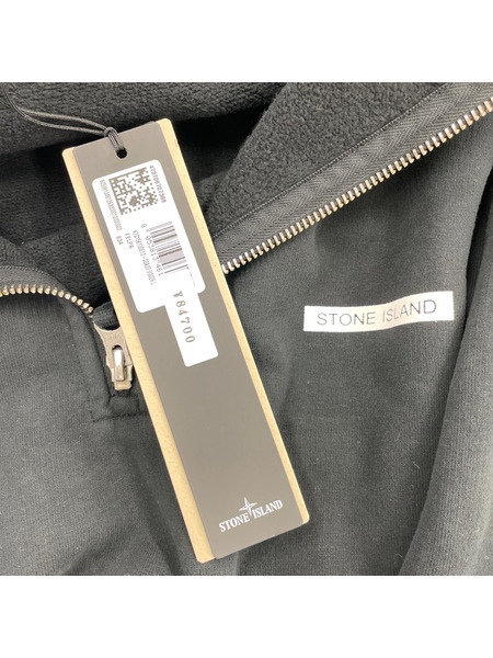 STONE ISLAND 25AW 胸ロゴ ハーフジップパーカー L 黒 サイズL/ブラック