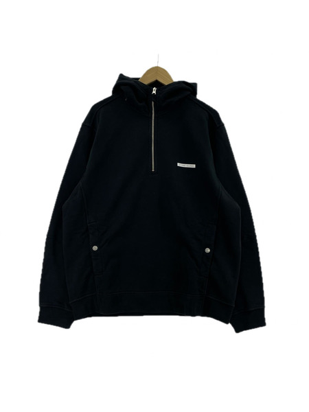 STONE ISLAND 25AW 胸ロゴ ハーフジップパーカー L 黒 サイズL/ブラック