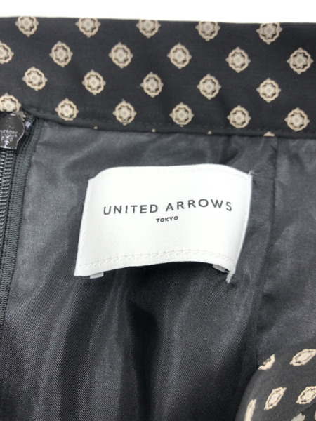 UNITED ARROWS パッチワークストライプフレアスカート 36 ブラック