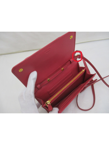 PRADA リボン ショルダーウォレット ピンク[値下]
