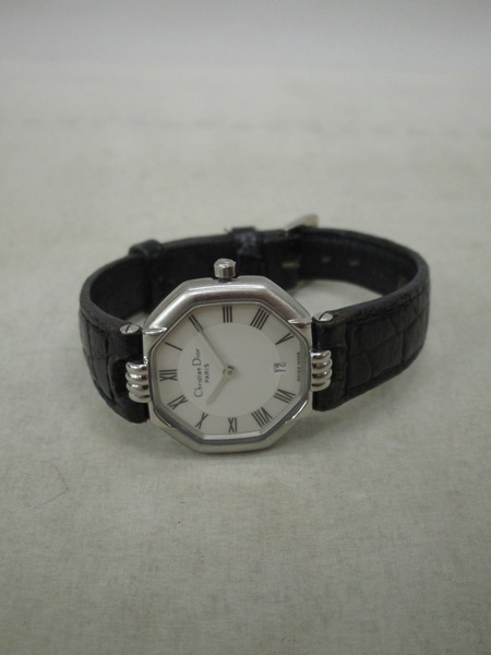 レディースQZ Christian Dior/オクタゴンデイトウォッチ/D48-100