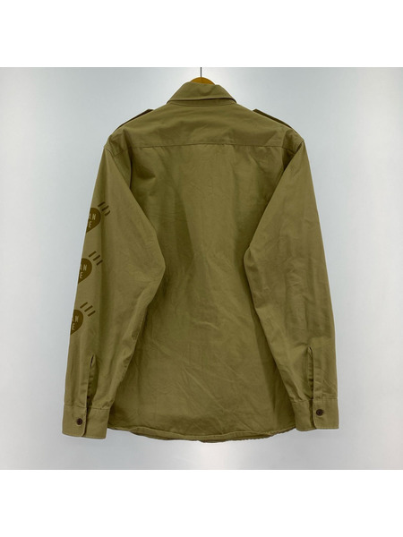 HUMAN MADE 長袖シャツ アヒルハート プリント ベージュ