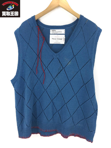 DAIRIKU Embroidery Argyle Knit Vest