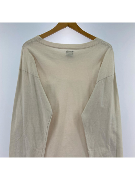 00s STUSSY USA製 紺タグ 迷彩Sロゴ L/SポケットTee M アイボリー[値下]