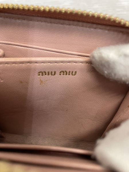 miumiu ラウンドジップ コインカードケース ピンク