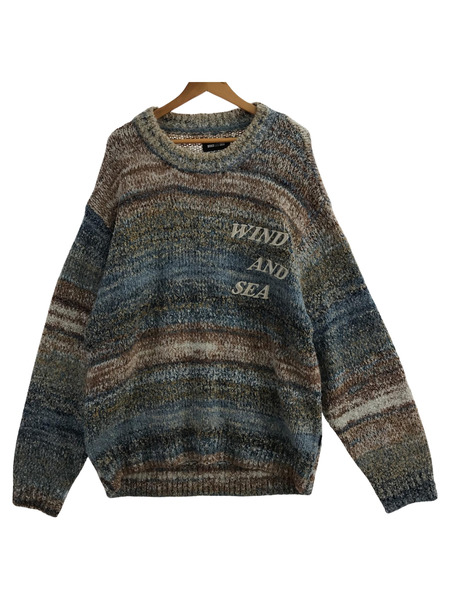 【新品】WIND AND SEA MESH-KNIT ブラック ニットセーター WIND AND SEA ブラックメッシュニットセーター SEAロゴ