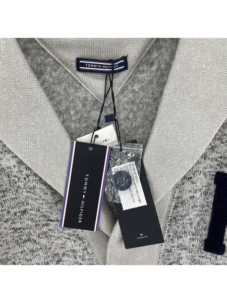 TOMMY HILFIGER 裏フリース ショールカラー ニットカーディガン グレー (M)[値下]
