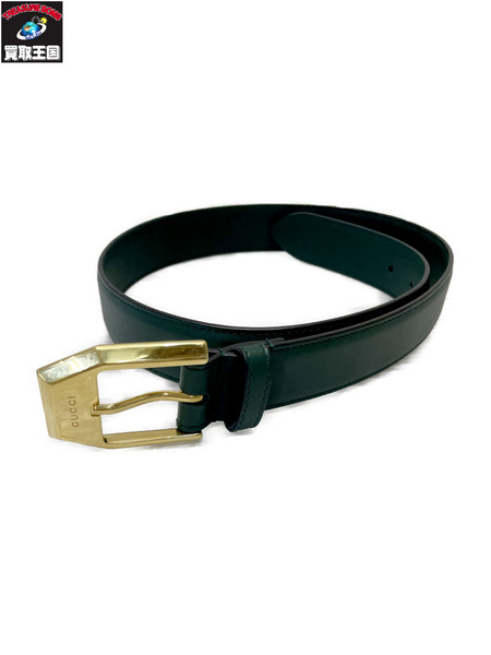 GUCCI スクエアバックル レザーベルト グリーン