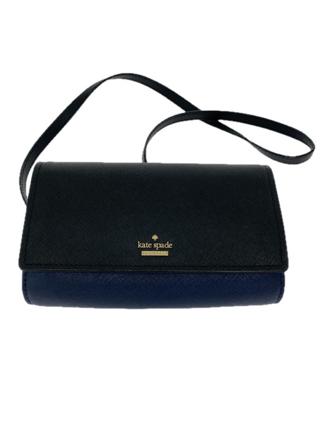 kate spade new york ショルダーバッグ 黒×紺 チェーン