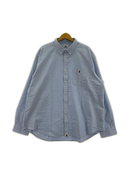 A BATHING APE 25AW 胸サルワッペン オックスフォードシャツ 2XL 水色