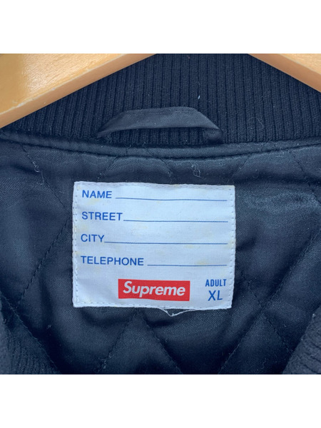 Supreme 19AW Team Varsity Jacket 袖レザースタジャン XL ブラック×オレンジ