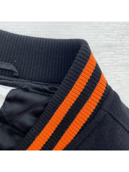 Supreme 19AW Team Varsity Jacket 袖レザースタジャン XL ブラック×オレンジ